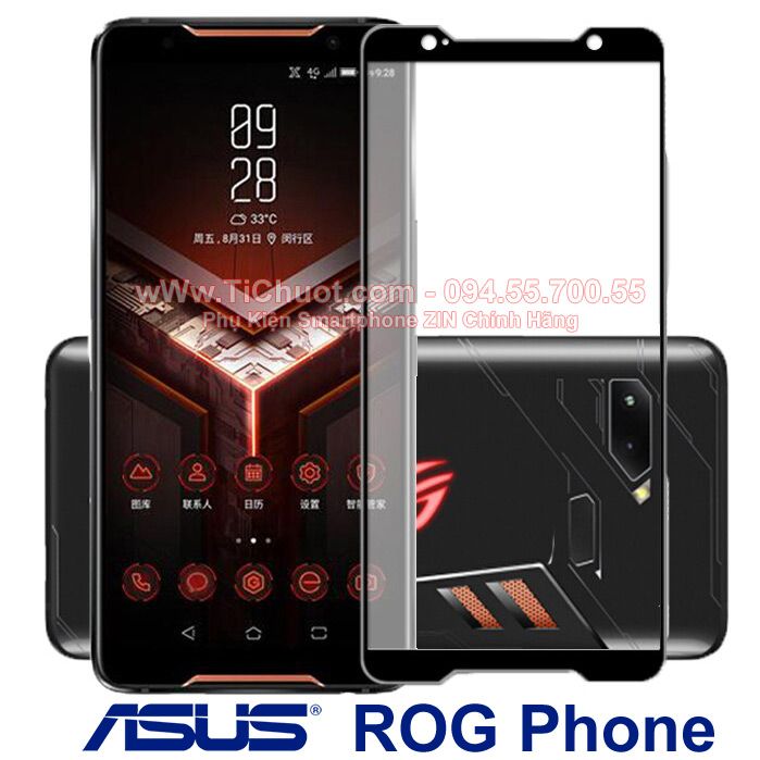 Kính CL Asus ROG Phone 1 ZS600KL FULL Màn, FULL KEO Silicon