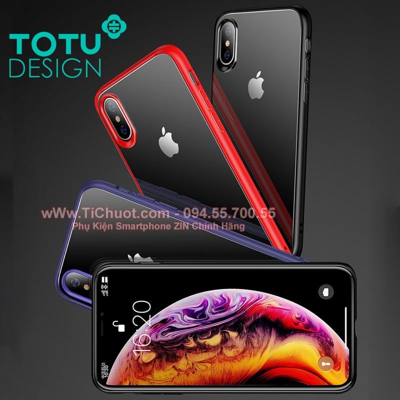 Ốp lưng iPhone X/ XS Totu Cứng Trong Viền dẻo màu