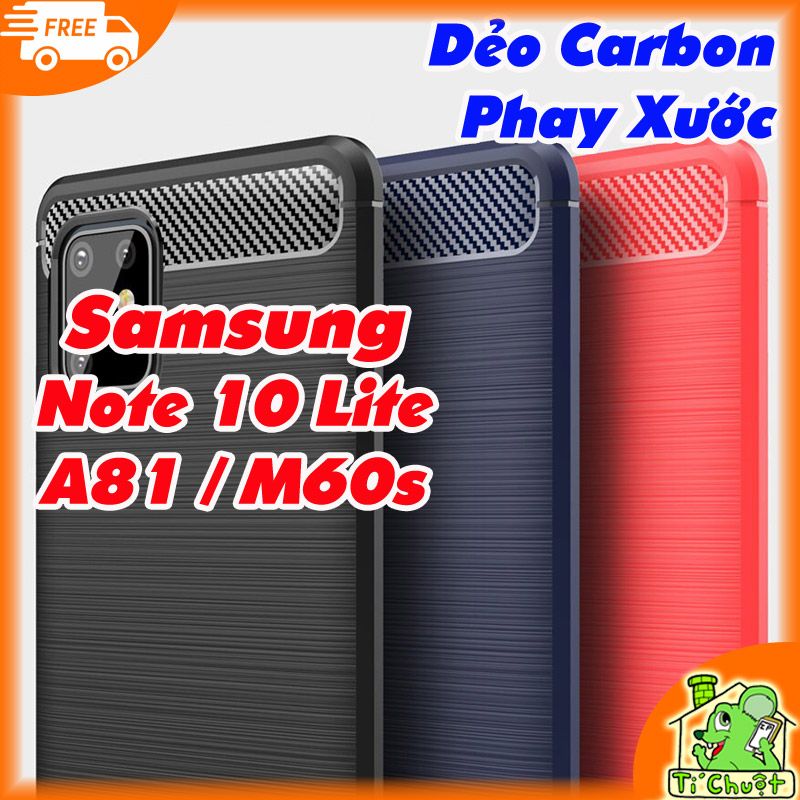 Ốp Lưng Samsung Note 10 Lite, A81, M60s Dẻo Carbon Phay Xước Chống Sốc