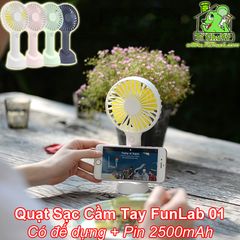 Quạt Sạc Cầm Tay Mini Funlab 01 2500mAh Chính Hãng Siêu êm