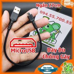 Cáp Dây Dù Ngắn 27cm Micro USB Chống Gãy Loại Tốt