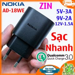 Củ Sạc Nhanh Nokia 18W AD-18WE Quick Charge 3.0 ZIN Chính Hãng
