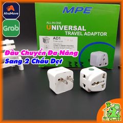 Đầu Chuyển Ổ Cắm 3 Chấu UK Qua 2 Chấu Chân Dẹt US MPE AD1 AD2