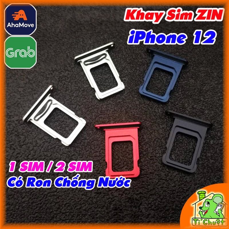 Khay sim iPhone 12 bản 1 SIM/ 2 SIM ZIN có Ron Chống Nước & Lẫy Giữ Sim