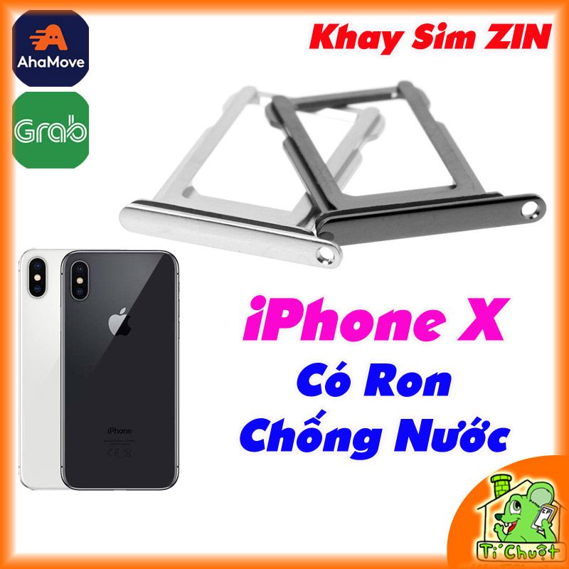 Khay sim iPhone X ZIN Bằng Thép Có Ron Chống Nước