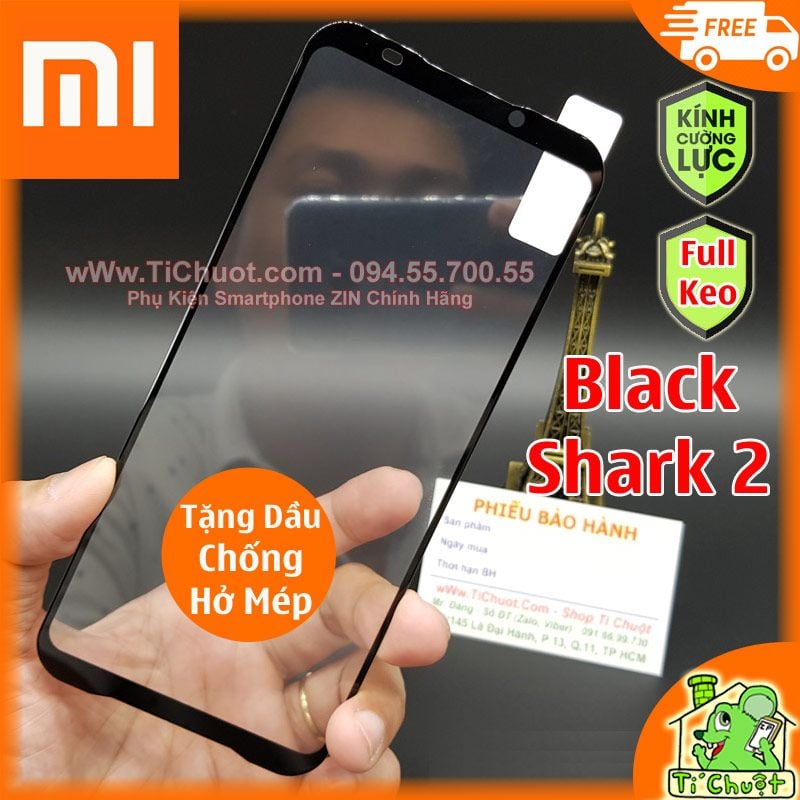 Kính CL Xiaomi Black Shark 2/ Shark 2 PRO FULL Màn, FULL KEO Silicon