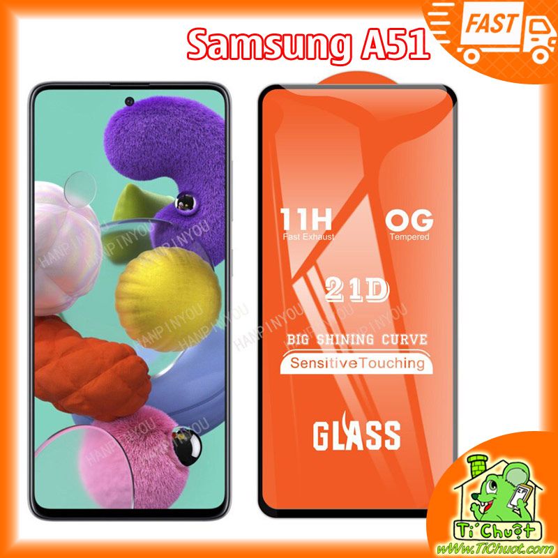 Kính CL Samsung A51 FULL màn, FULL KEO Silicon