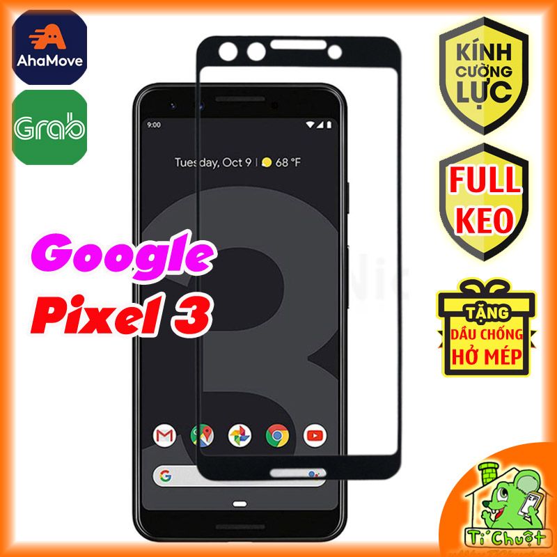 Kính CL Google Pixel 3 FULL Màn, FULL KEO Khô Silicon