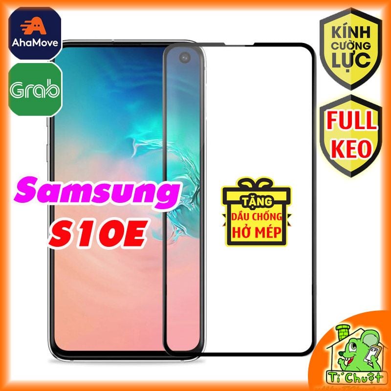 Kính CL Samsung S10e FULL Màn, FULL KEO Khô Silicon