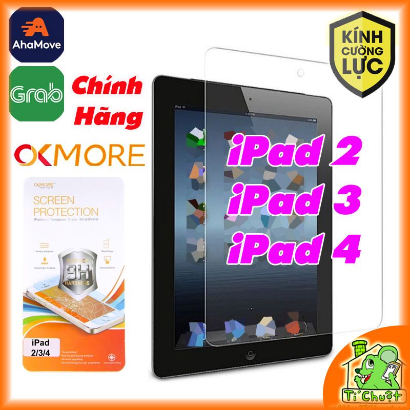 Kính CL iPad 2/3/4 OKMore chính hãng Trong Suốt Mài Cạnh 2.5D