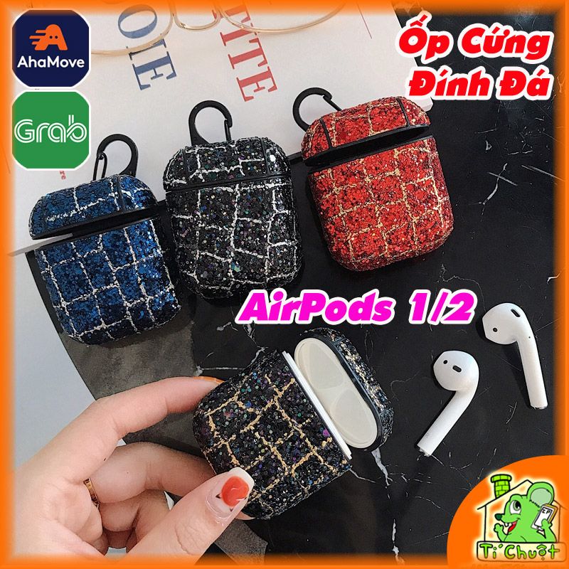 Bao Ốp Case Airpods 1/2 Nhựa Cứng Đính Đá Lấp Lánh