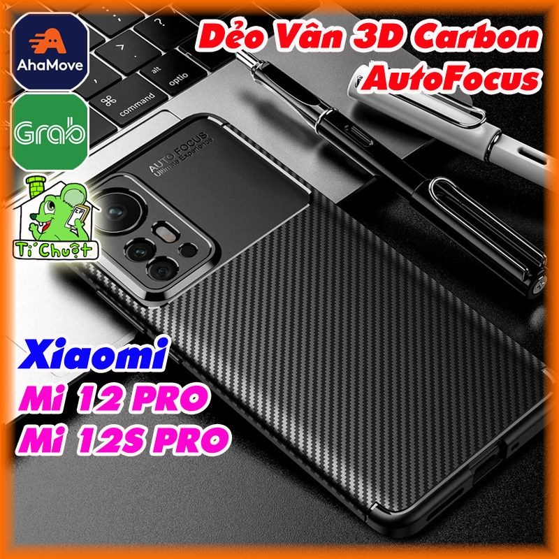Ốp Lưng Xiaomi Mi 12 PRO / 12S PRO AutoFocus Dẻo Vân 3D Carbon Chống Sốc