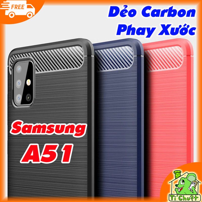 Ốp Lưng Samsung A51 Dẻo Carbon Phay Xước Chống Sốc