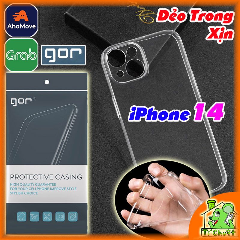 Ốp lưng iPhone 14 Chính Hãng GOR Silicon Dẻo Trong Suốt