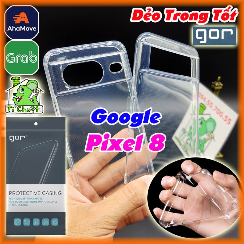 Ốp Lưng Google Pixel 8 Chính Hãng GOR Silicon Dẻo Trong Suốt Chống Sốc