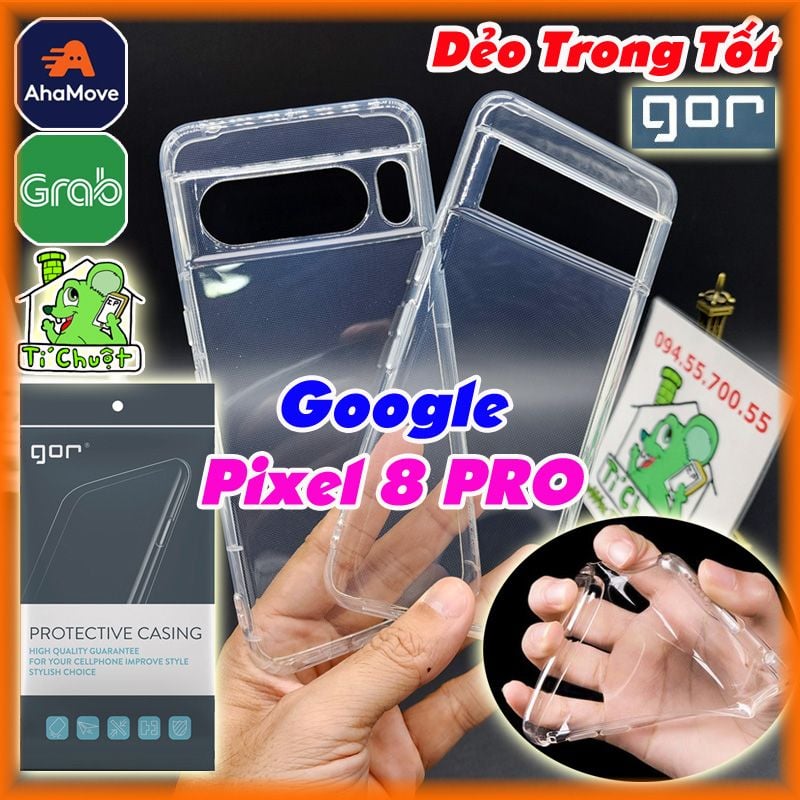 Ốp Lưng Google Pixel 8 PRO Chính Hãng GOR Silicon Dẻo Trong Suốt Chống Sốc