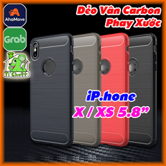 Ốp Lưng iPhone X / XS Dẻo Vân Carbon Phay Xước Chống Sốc