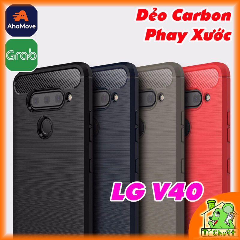 Ốp Lưng LG V40 Dẻo Carbon Phay Xước Chống Sốc