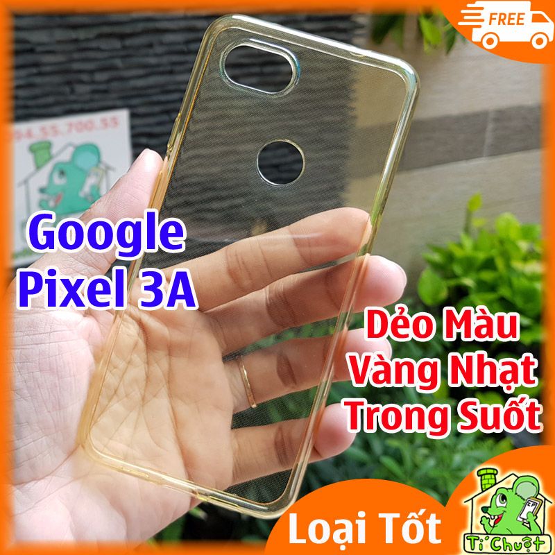 Ốp lưng Google Pixel 3A Silicon Loại Tốt Vàng Nhạt Trong Suốt