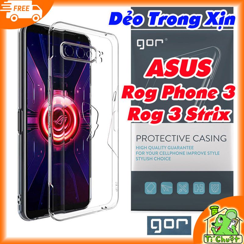 Ốp lưng Asus ROG Phone 3 ZS661KS Chính Hãng GOR Silicon Dẻo trong suốt