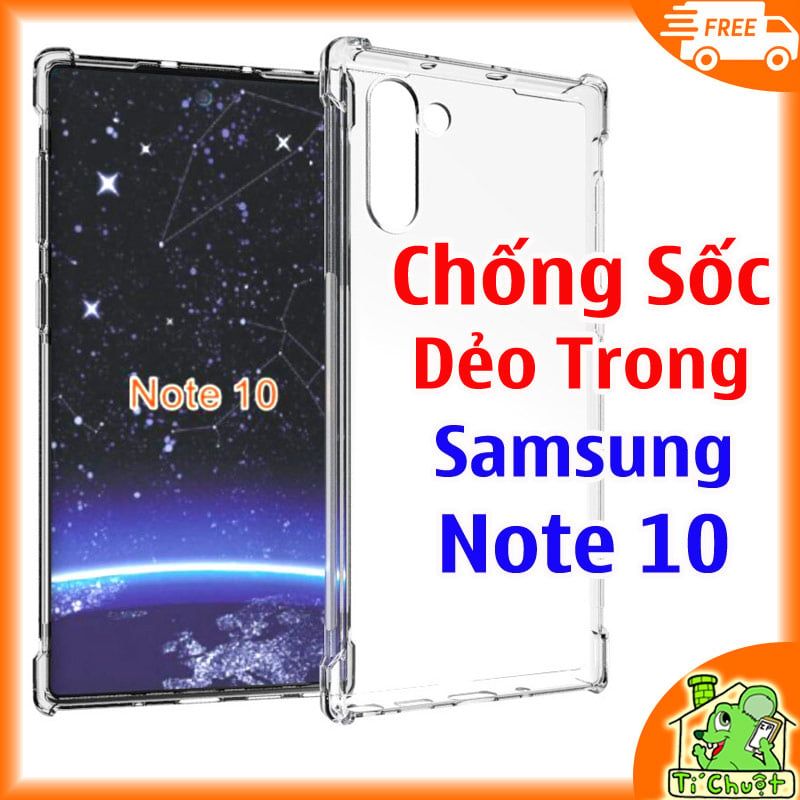 Ốp lưng Samsung Note 10 Dẻo Trong Chống Sốc 4 Góc