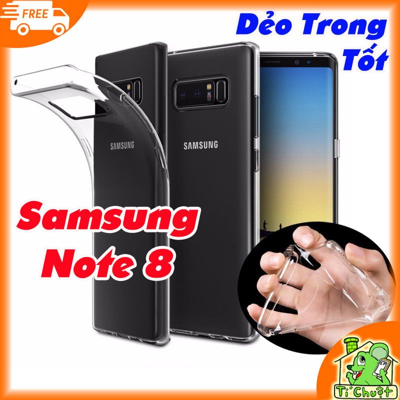 Ốp lưng Samsung Note 8 Silicon Loại Tốt Dẻo Trong Suốt