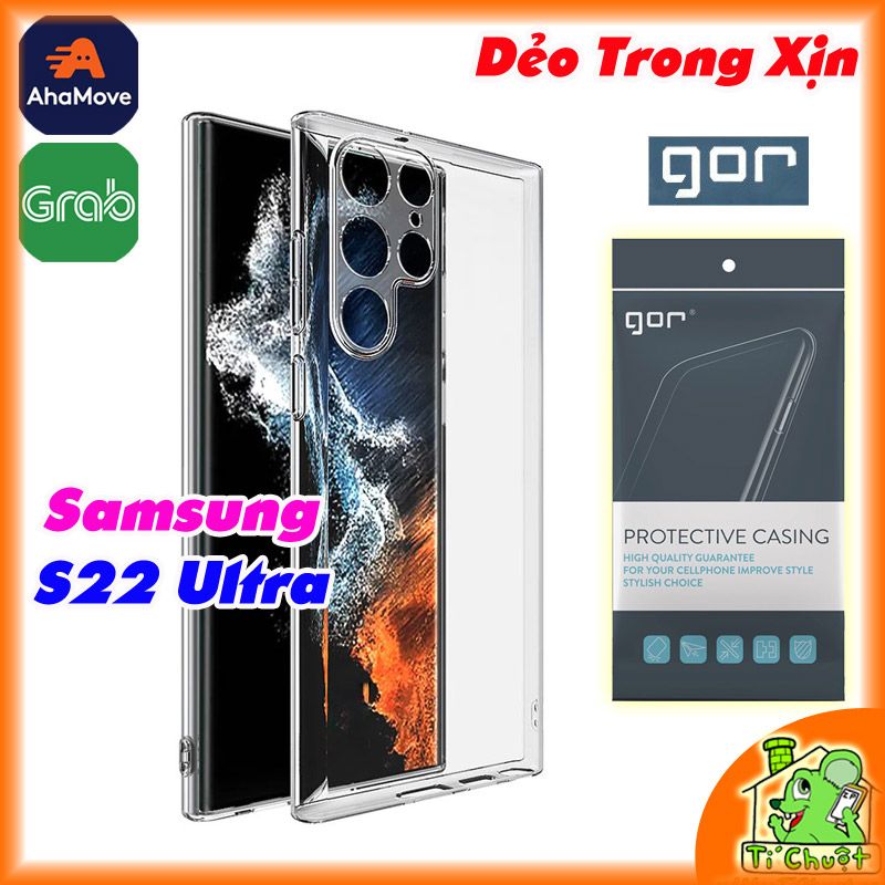 Ốp lưng Samsung S22 Ultra Chính Hãng GOR Silicon Dẻo Trong Suốt