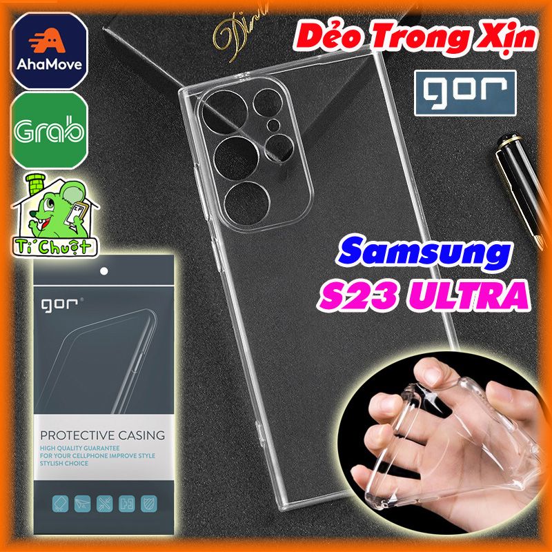 Ốp lưng Samsung S23 Ultra Chính Hãng GOR Silicon Dẻo Trong Suốt
