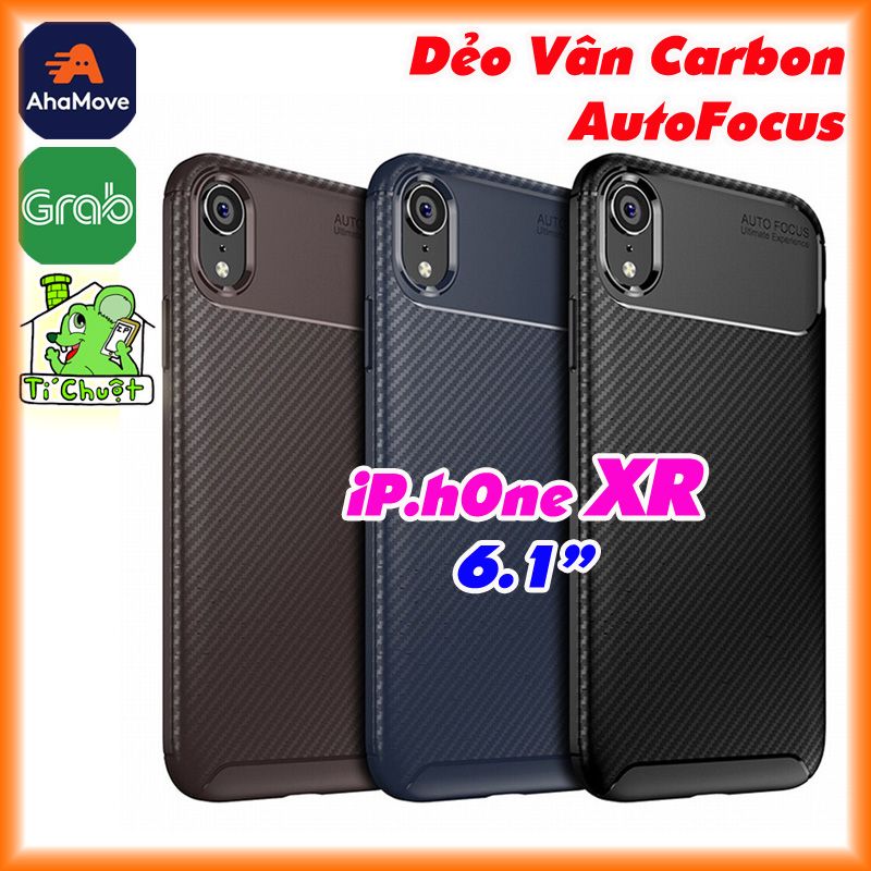 Ốp Lưng iPhone XR AutoFocus vân 3D Carbon Chống Sốc