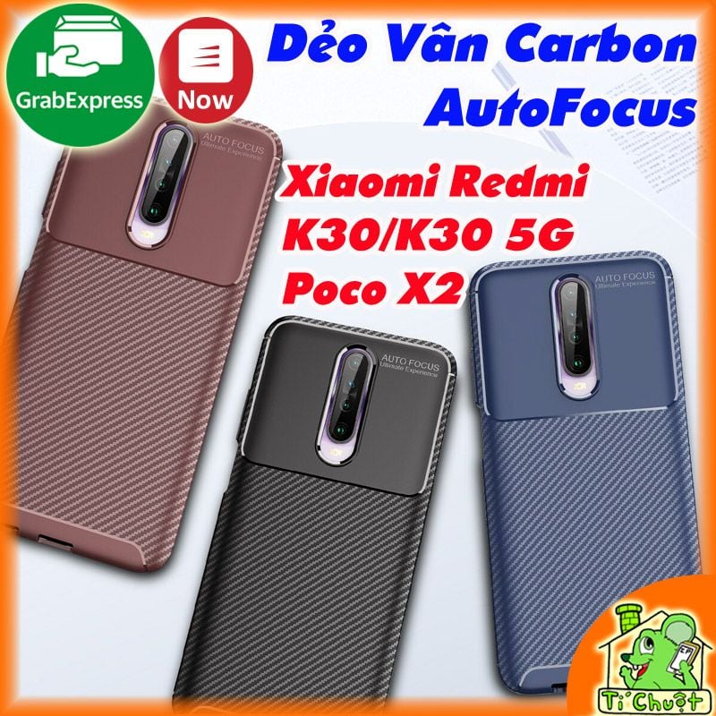 Ốp Lưng Xiaomi Redmi K30/ Poco X2 AutoFocus Vân 3D Carbon Chống Sốc