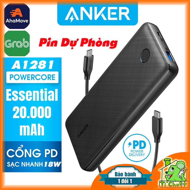 Pin Dự Phòng ANKER PowerCore Essential PD 20.000mAh Sạc Nhanh 18W USB-C PowerIQ 2.0