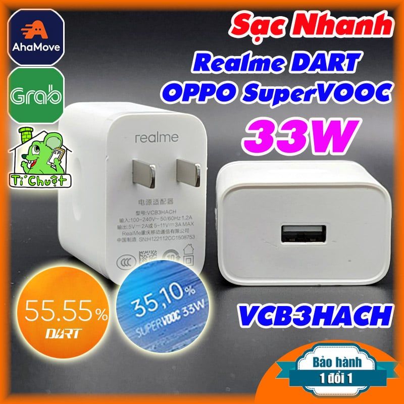 Sạc Nhanh 33W Dart Realme 10/9i/9 PRO- SuperVOOC 33W OPPO A76/A95/A96 ZIN Chính Hãng