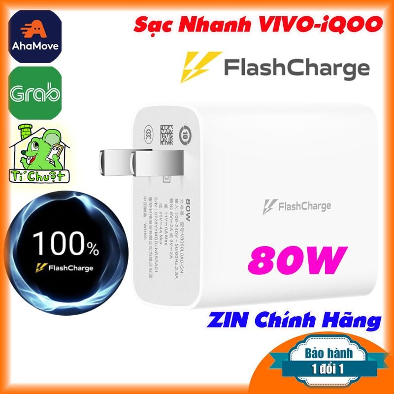 Sạc Nhanh Flash Charge 80W VIVO / iQOO ZIN Chính Hãng