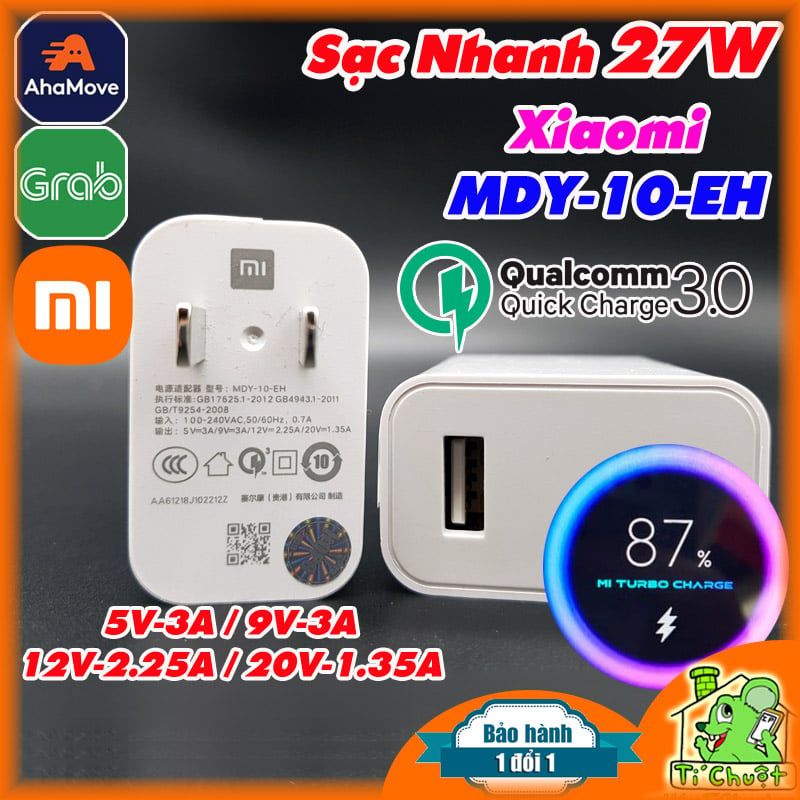 Sạc Nhanh Xiaomi 27W MDY-10-EH Mi Turbo QC3 ZIN Chính Hãng