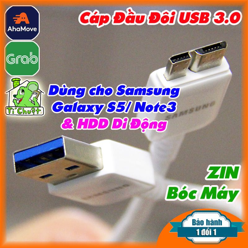 Cáp Samsung Sạc Nhanh USB 3.0 Đầu Đôi ZIN Chính Hãng Galaxy S5, Note 3