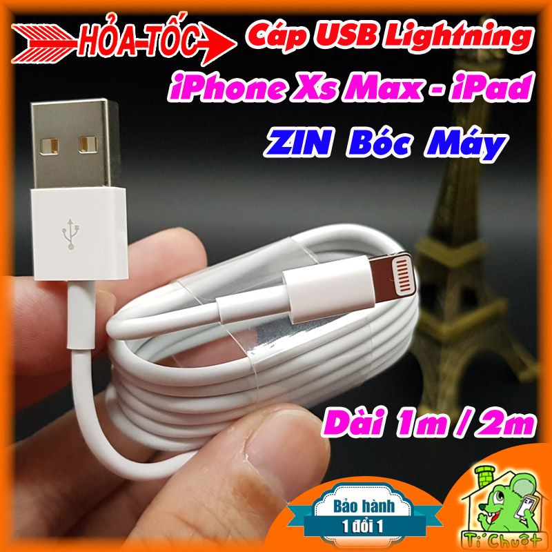 Cáp USB Lightning ZIN Chính Hãng Theo Máy iPhone iPad AirPods Dài 1m/2m