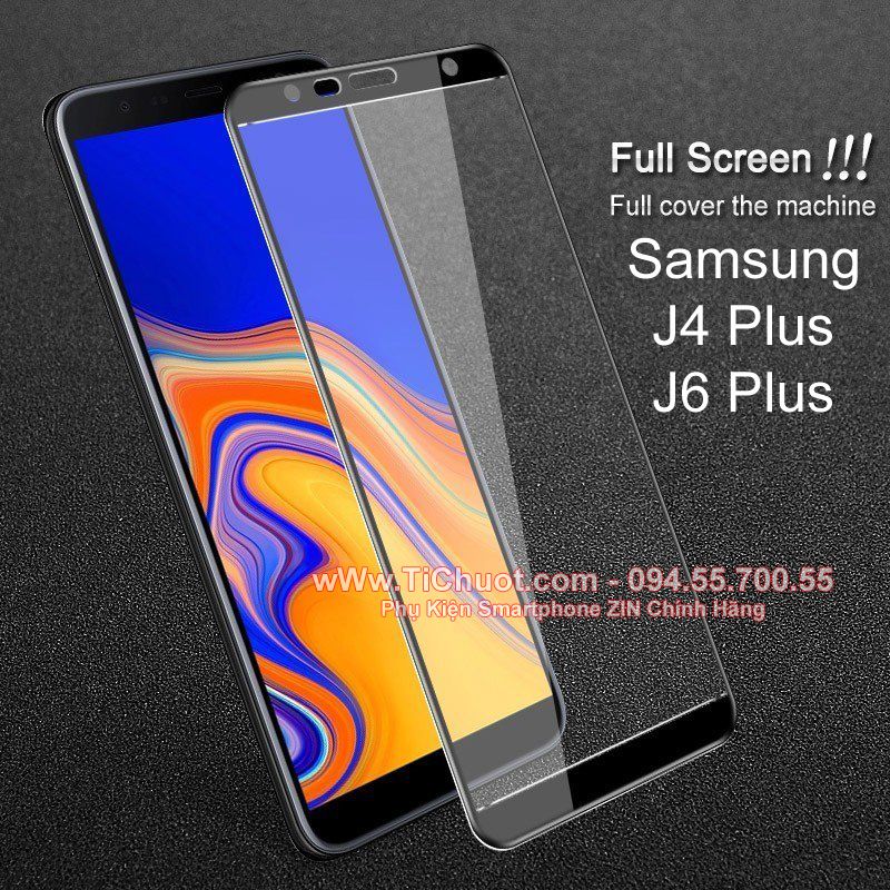 Kính CL Samsung J4/J6 Plus FULL Màn,FULL KEO Silicon