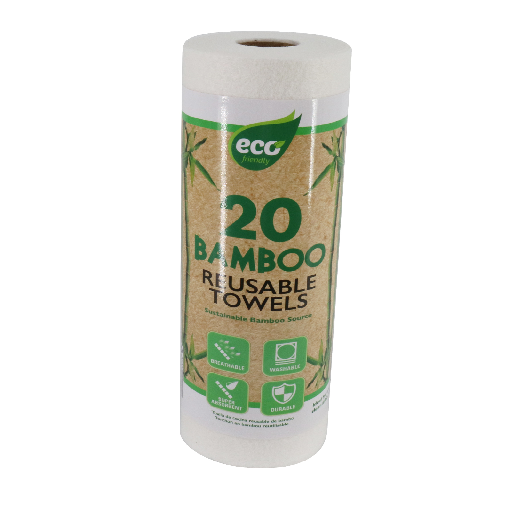 BAMBOO REUSABLE TOWEL 20 SHTS