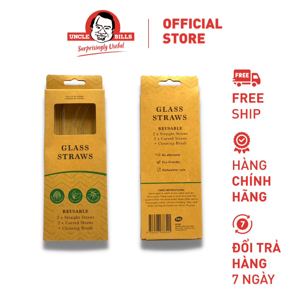 Ống Hút Thủy Tinh - 5 ống Uncle Bills KD1399