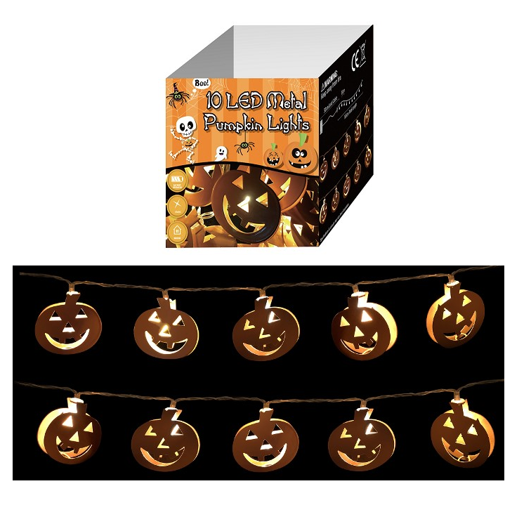 String Light 10 Leds - Metal Pumpkins