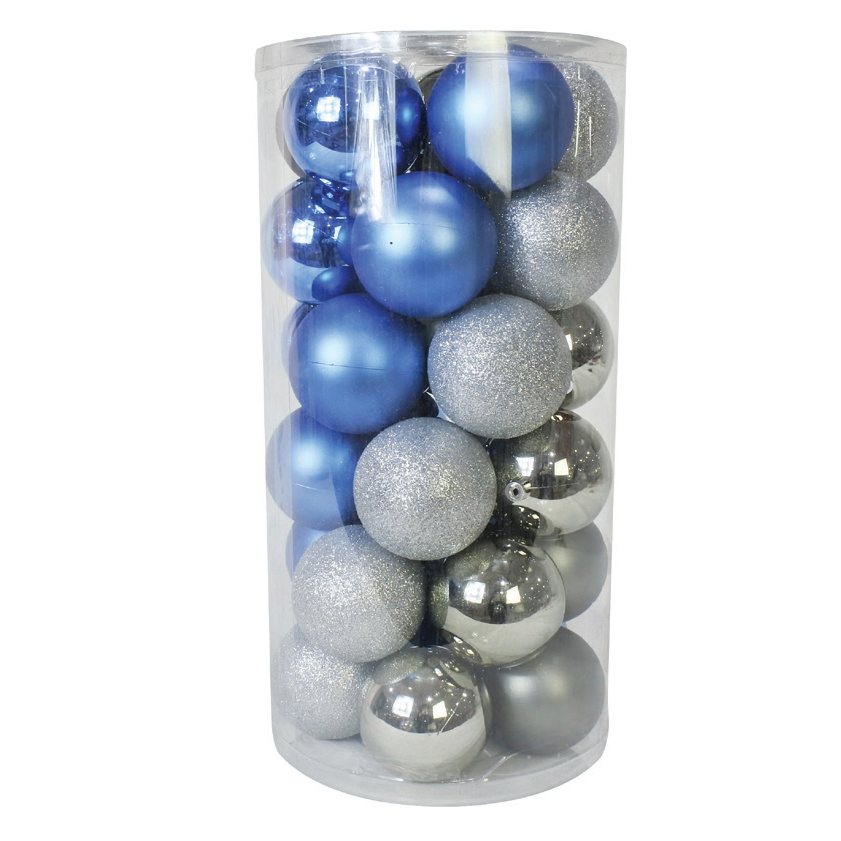 ICY BAUBLE MIX 30pc 70mm Uncle Bills XD0258