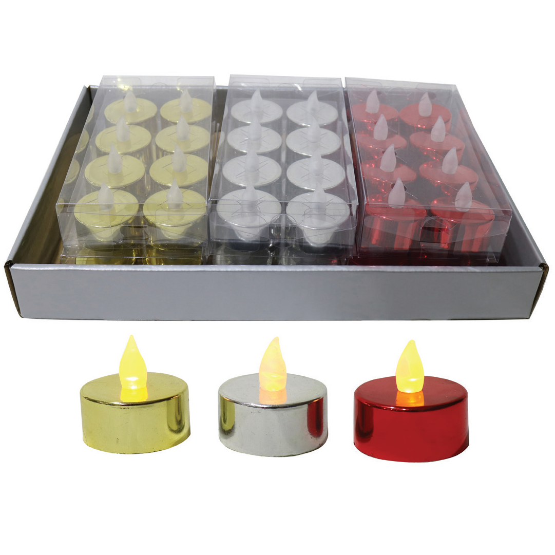 LED TEALIGHT CANDLE 8pc METALLIC SRT Uncle Bills XD0300