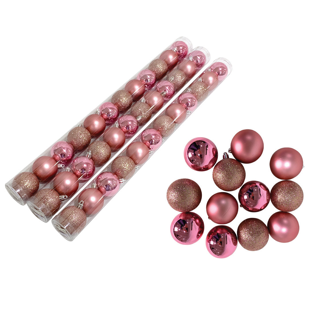 BAUBLES TUBE 12pc 60mm PINK Uncle Bills XD0251