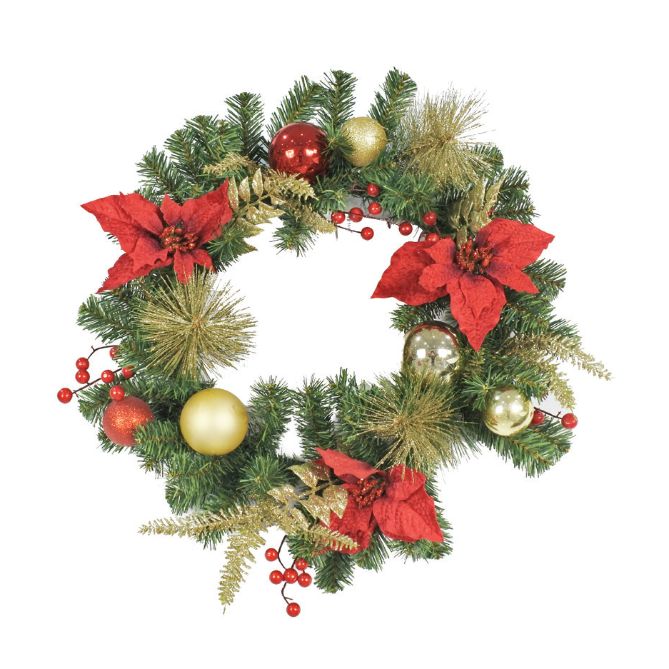 DELUXE WREATH 60cm RED/GOLD Uncle Bills XD0528