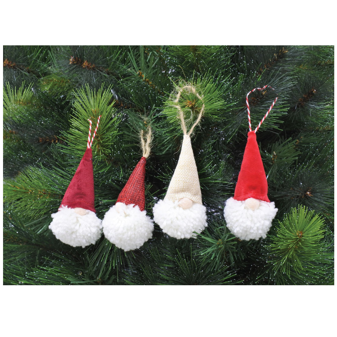 DECO HANGING SANTA GNOME 4asst SRT Uncle Bills XD0381