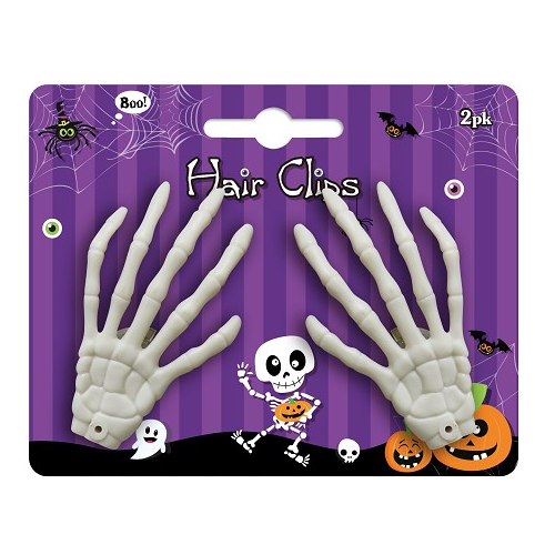 Hair Clips 2 Pk - Skeleton Hands