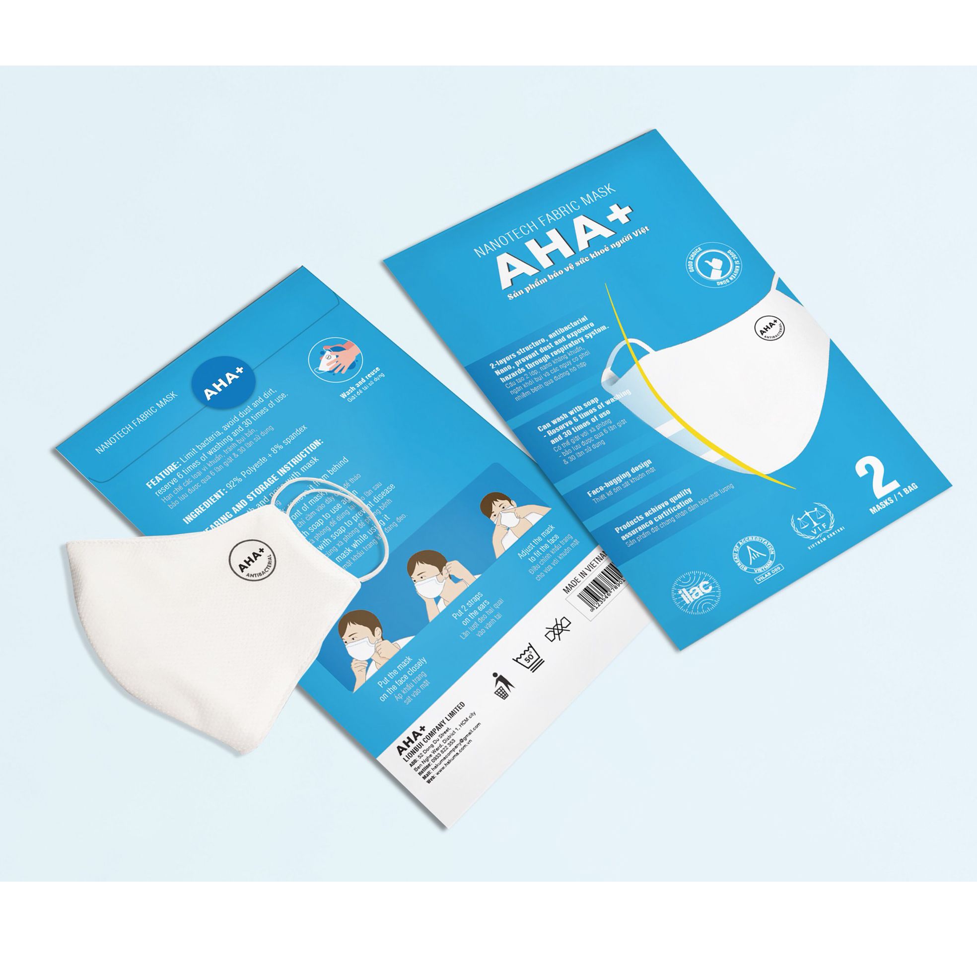 Khẩu trang vải kháng khuẩn AHA+