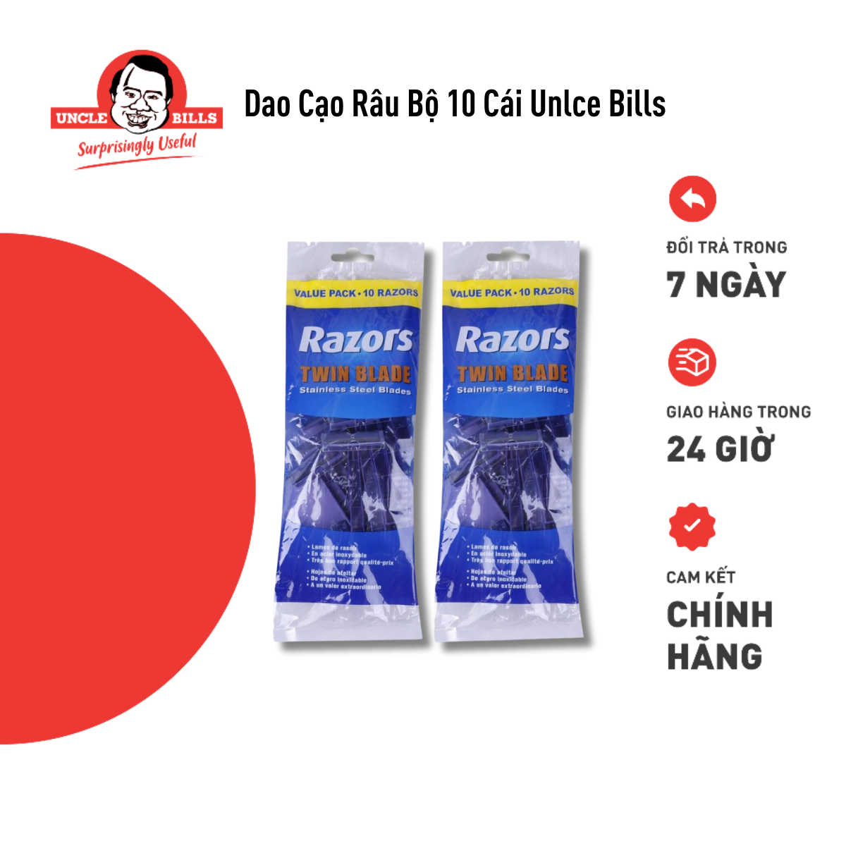 Bộ 10 Dao Cạo Râu Uncle Bills AG0028