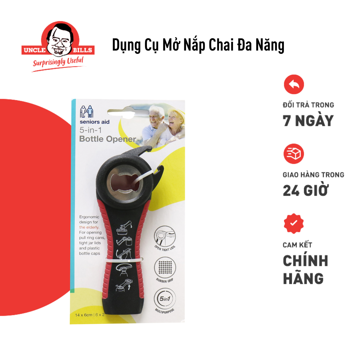 Dụng Cụ Mở Nắp Chai Đa Năng 5 trong 1 Uncle Bills AM0003