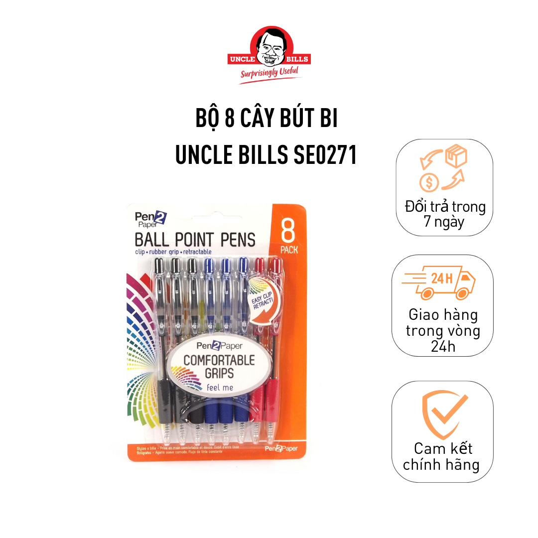 Bút Bi Bấm Bộ 8 Cây Uncle Bills SE0271